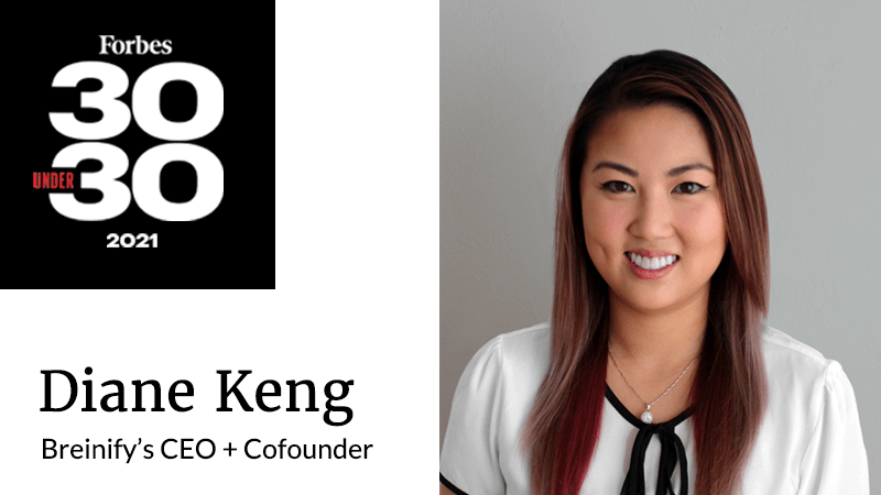 Diane Keng headshot with Forbes 30 under 30 logo on the side